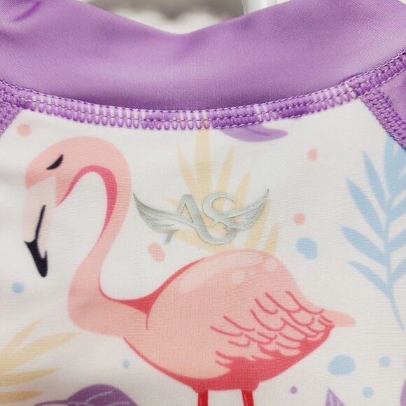 Angel Season Girls Long Sleeve UV One Piece Flamingo Swimsuit Size 7 Years - Picture 5 of 8